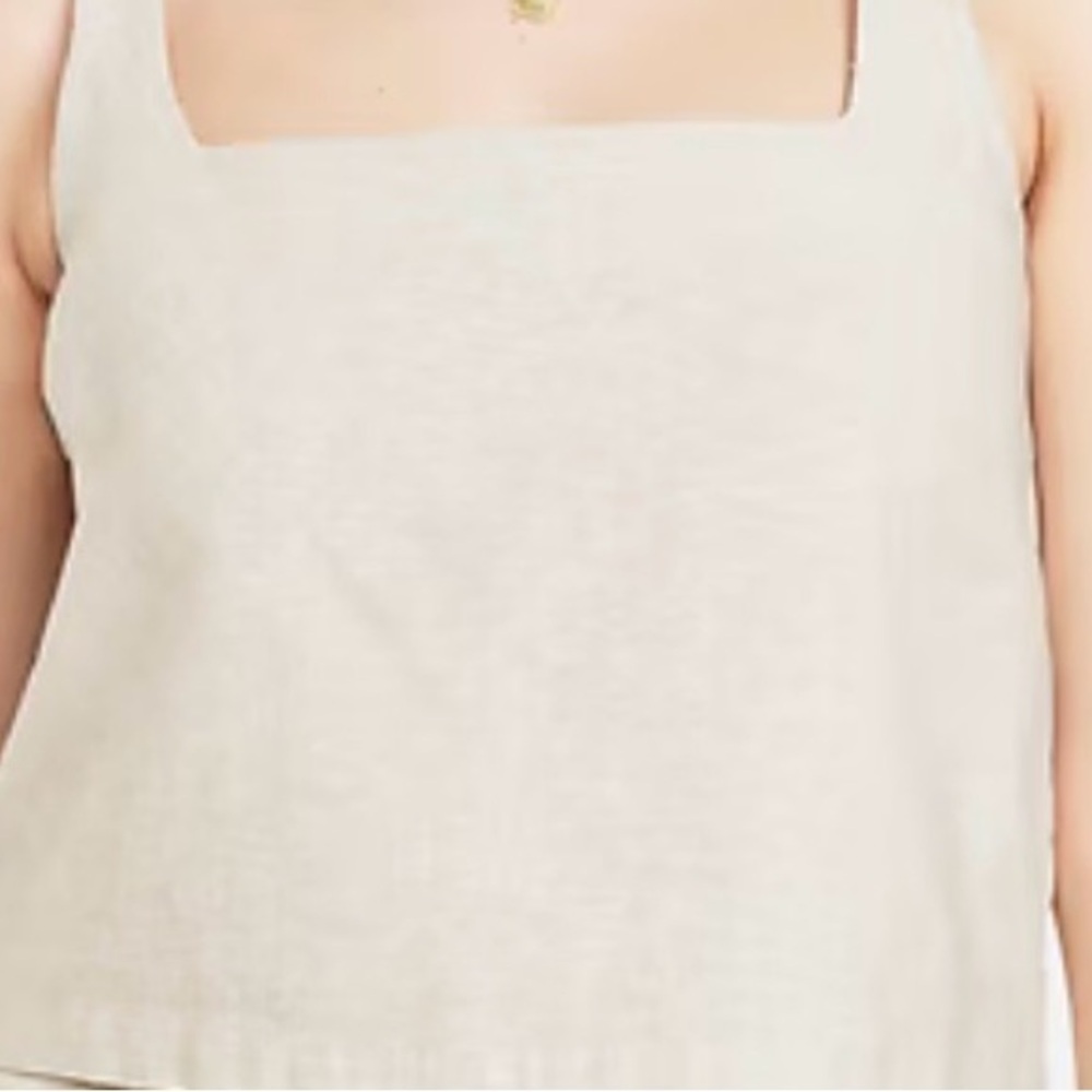 Sleeveless Square-Neck Tank Top in Cream two peace set size4x